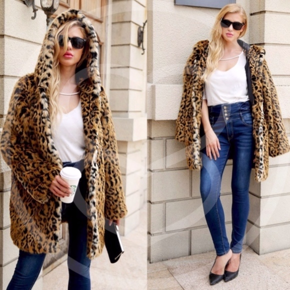 TOBIE Leopard Print Hooide Jacket - Picture 2 of 5